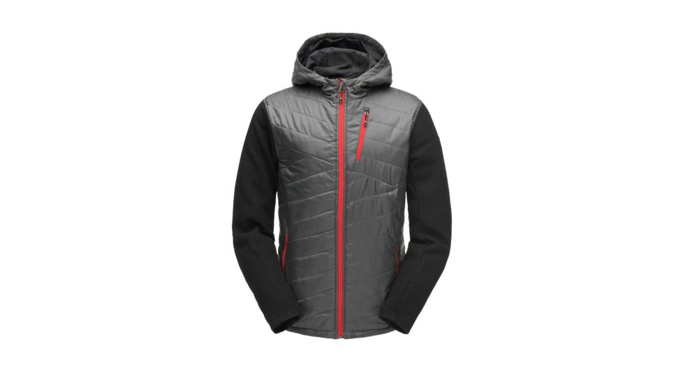 Spyder Ouzo Hoody Stryke Jacket - Mens, Polar/Black/Red, Large, 181402069555P