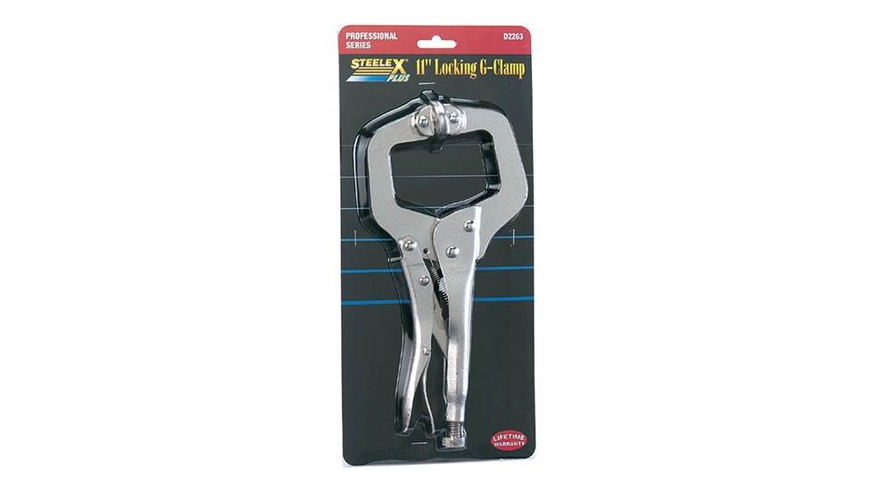 Steelex Plus Locking G-Clamp, 11 in. Long w/ Swivel Pads D2263