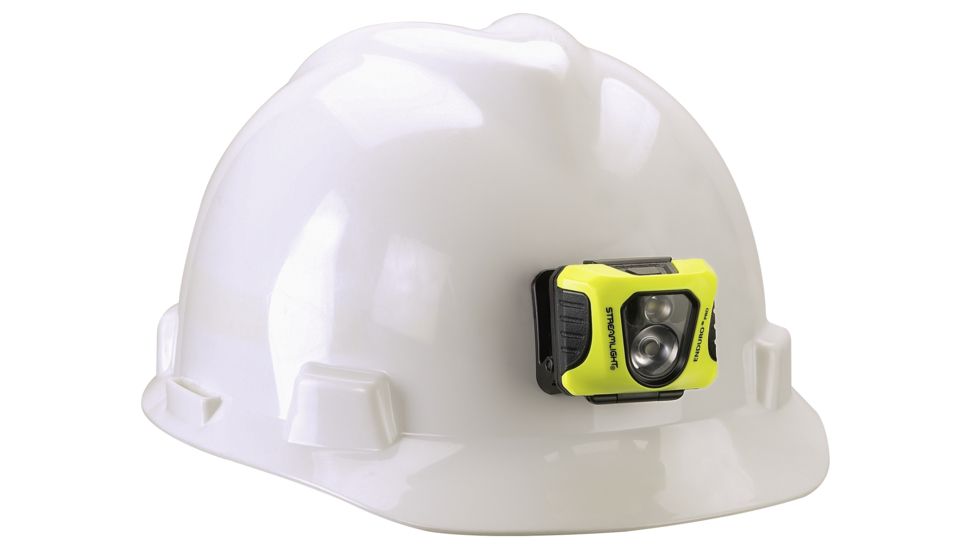 Streamlight Enduro Pro - with 3 AAA alkaline batteries, rubber hard hat strap, elastic head strap, 3M Dual Lock - Box, Black/Yellow, 61422