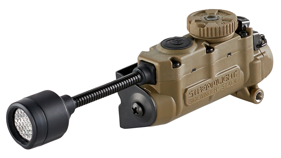 Streamlight Sidewinder Stalk LED Flashlight w/Helmet Clip &amp; E-Mount, CR123A &amp; AA, Multicolor, 76 Lumens, Coyote, 14302