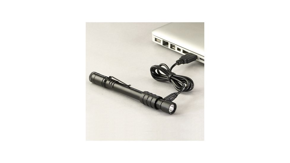 Streamlight Stylus Pro USB Rechargeable Penlight, Black with White LED, USB with USB cord, Nylon holster 66134