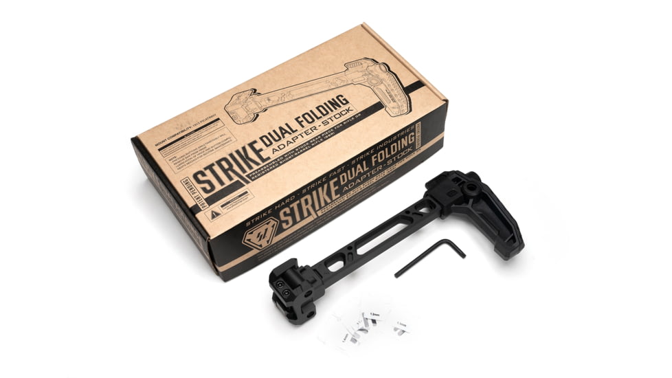 Strike Industries Strike Dual Folding Adapter Stock, Ambidextrous, AR-15/AR-10/CZ Scorpion EVO 3/SIG Sauer MCX/Brugger / Thomet APC9/CZ BREN 2/Ruger PC Charger/CZ Scorpion, Black, One Size, SI-FSA-DUAL-STOCK