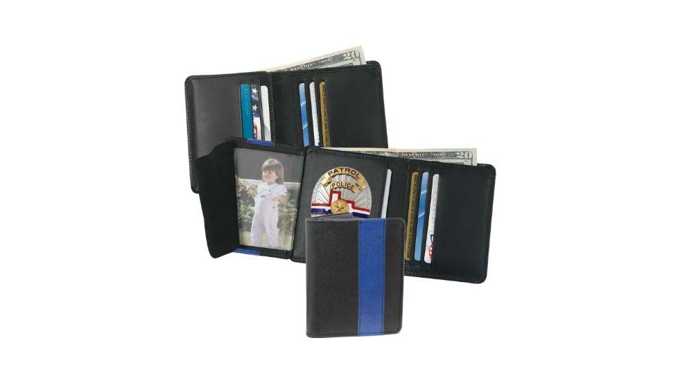 Strong Leather Hidden Badge Wallet, Black, 7952BL-4852