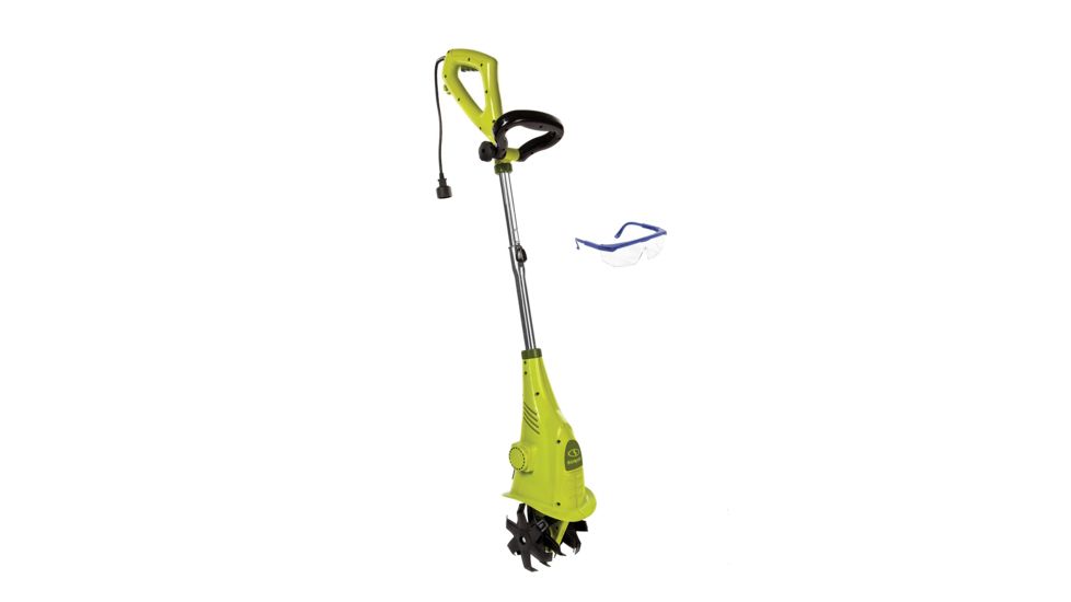 Sun Joe Electric Cultivator Bundle TJ599E + Safety Glasses, 2.5-Amp, 6-Inch, Green,, Green, Large BDL-TJ599E