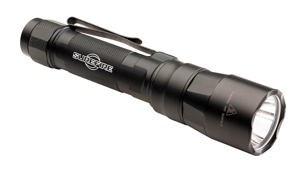 SureFire TURBO Series 18650/123 Everyday Carry Flashlight Dual-Output High-Candela LED Flashlight, Hard Anodized, Black, EDC2-DFT-BK