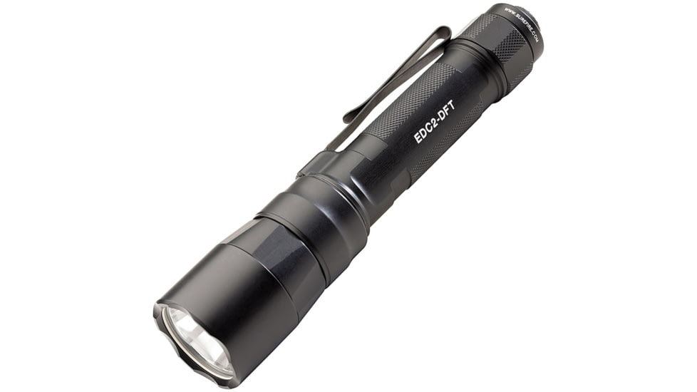 SureFire TURBO Series 18650/123 Everyday Carry Flashlight Dual-Output High-Candela LED Flashlight, Hard Anodized, Black, EDC2-DFT-BK