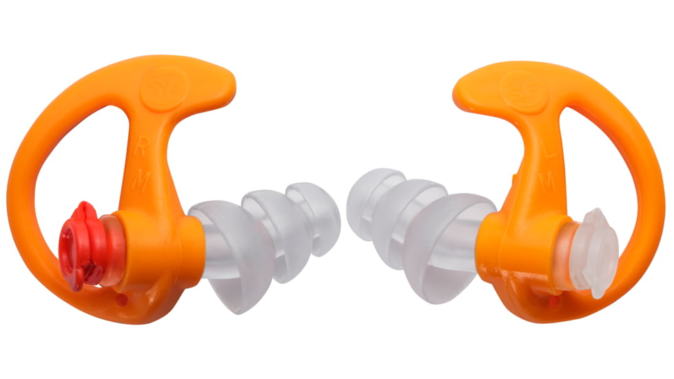 SureFire Triple Flanged, Filtered Earplugs, 1 Pair, Orange, Medium, EP4-OR-MPR