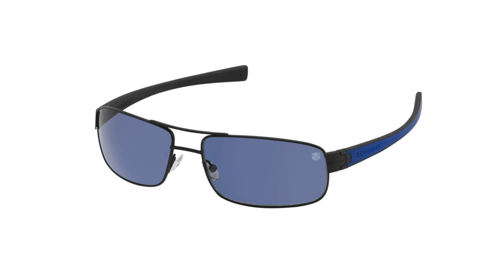 Tag Heuer 0254 Single Vision Prescription Sunglasses, Matte Black Frame - Cobalt Blue/Black Temples Frame, Polarized Watersport Lens, 0254-404SV