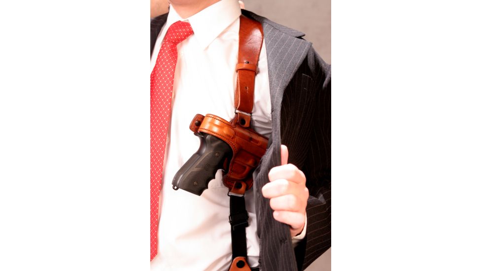 Tagua Gunleather Leather Shoulder Holster, Left Hand, 1911 5in, Brown, SH4-202