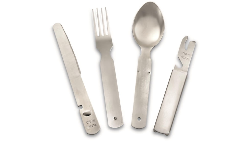 MIL-TEC German TSR 4-Piece Stainless Steel Eating Utensil, Silver, 14622000
