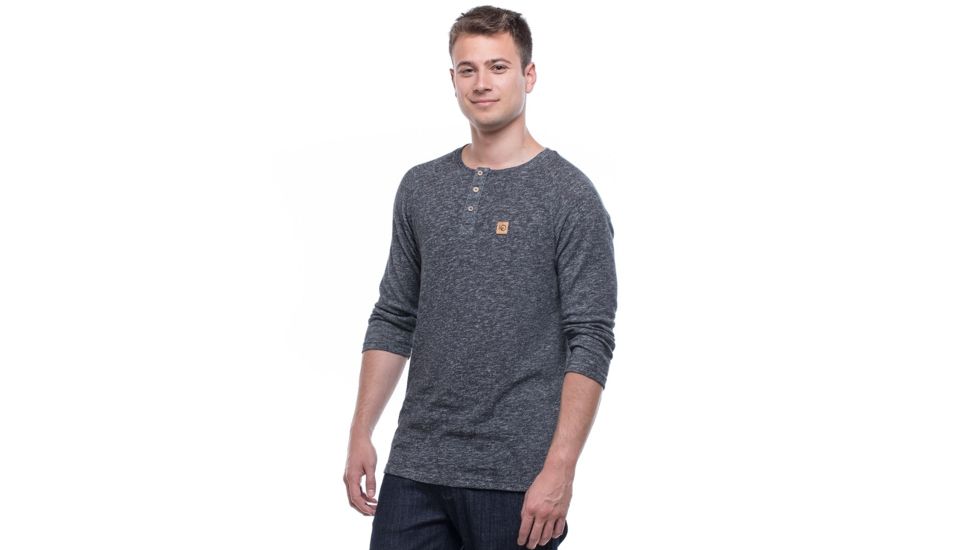 Tentree Standard 3/4 Sleeve Henly Shirt - Mens, Phantom/Burgundy, Extra Large, FA17-MLSTA-BLK-XL
