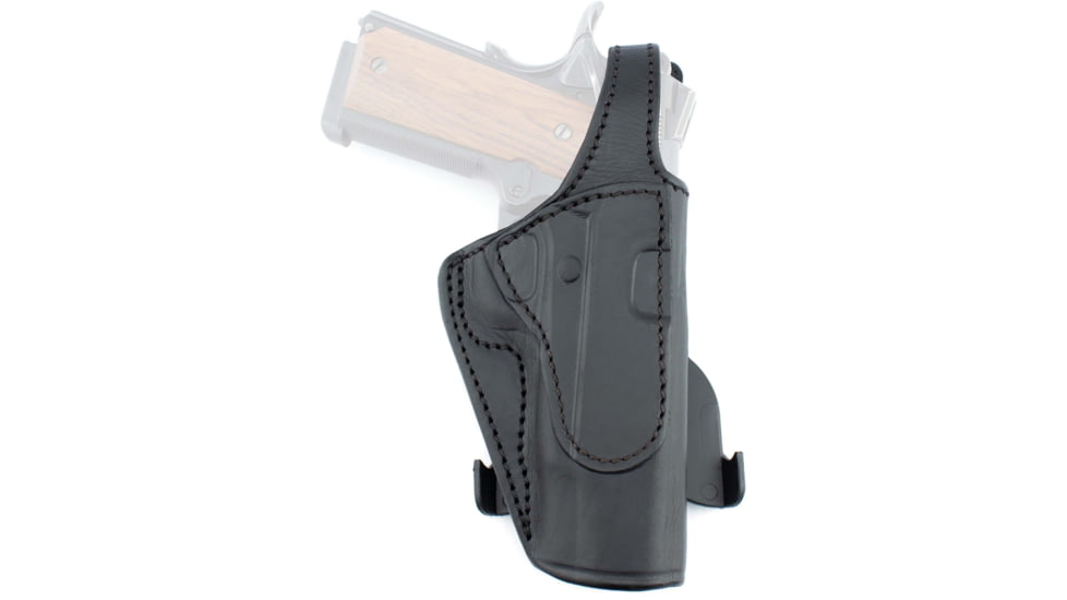 Texas 1836 PD1 - Rotating Thumb Release OWB Paddle Holster, Left Hand, Most Glock Full Size 9mm/.40 and Similar Frame, With No Attachment, Black, TX-PD1-301
