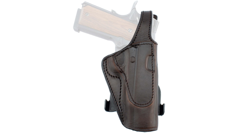 Texas 1836 PD1 - Rotating Thumb Release OWB Paddle Holster, Left Hand, 1911 Compact 3in Hammer Down, With No Attachment, Brown, TX-PD1-208