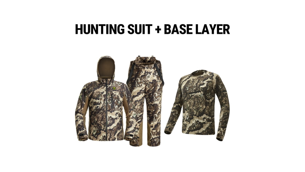 Tidewe Altus Ultra Silent Hunting Suit and Merino 150 Wool Base Layer Bundle, HC002-VWXL-TE-HL001-VW-S-TE