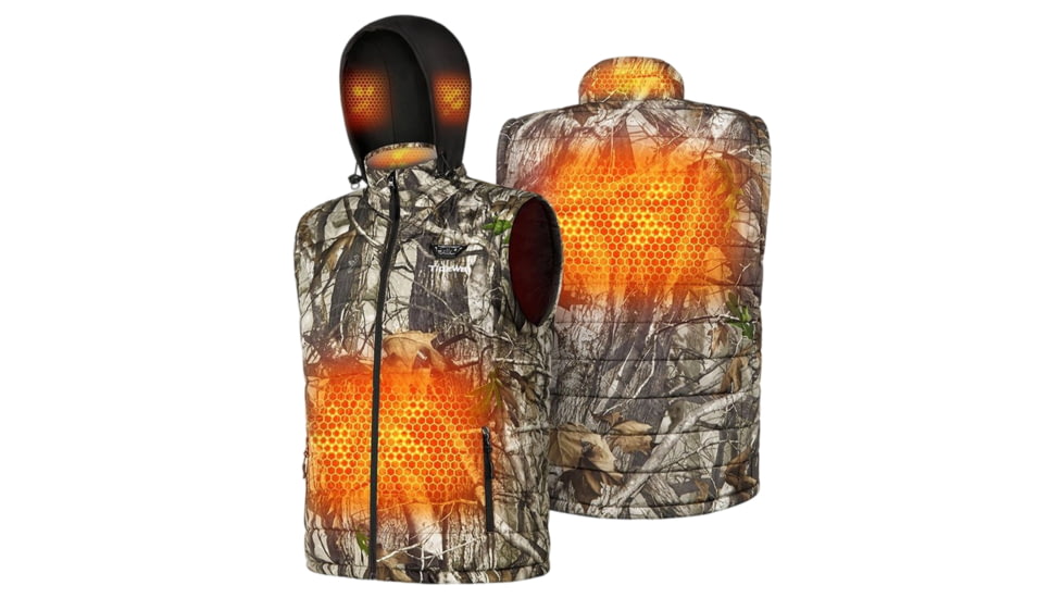 Tidewe TIDEWE Mens Heated Vest with Retractable Heated Hood and Battery Pack for Hunting/Hiking Black &amp; Next Camo G2, S-XXXL, HV003-BKS-TE