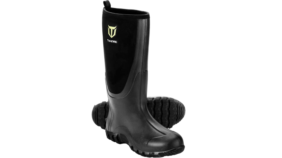 Tidewe TideWe Rubber Boots for Men, Rain Boots with Steel Shank Neoprene, BT010-BK-14