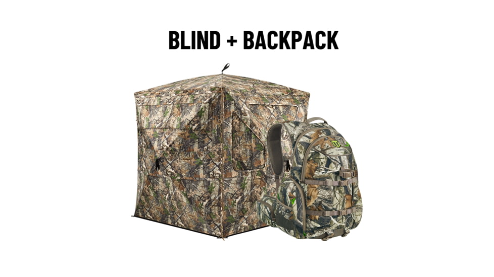 Tidewe Vis360 See Through Ground Blind and Waterproof Camo Hunting Pack Bundle, BL008-CG-OSTE-HB001-NM-OSTE