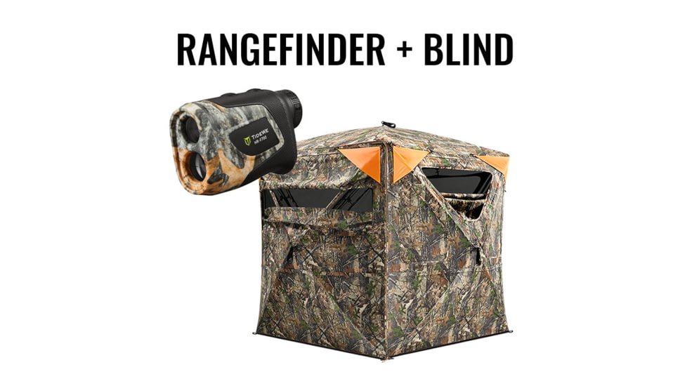Tidewe Vis360 See Through Silent 4 Full Panels Hunting Blind and Camo Deer Hunting Rangefinder Bundle, HGR001-LF7-TE-BL008-CG-TE