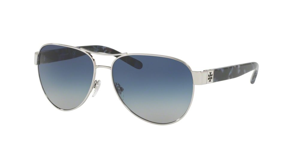 Tory Burch TY6051 Progressive Prescription Sunglasses TY6051-31924L-60 - Lens Diameter 60 mm, Frame Color Silver/pearl Navy Tort