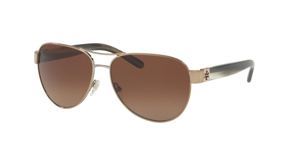 Tory Burch TY6051 Progressive Prescription Sunglasses TY6051-3198T5-60 - Lens Diameter 60 mm, Frame Color Lt Gold/olive Horn
