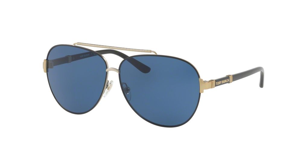 Tory Burch TY6056 Sunglasses 310080-59 - Black/Gold Frame, Navy Solid Lenses