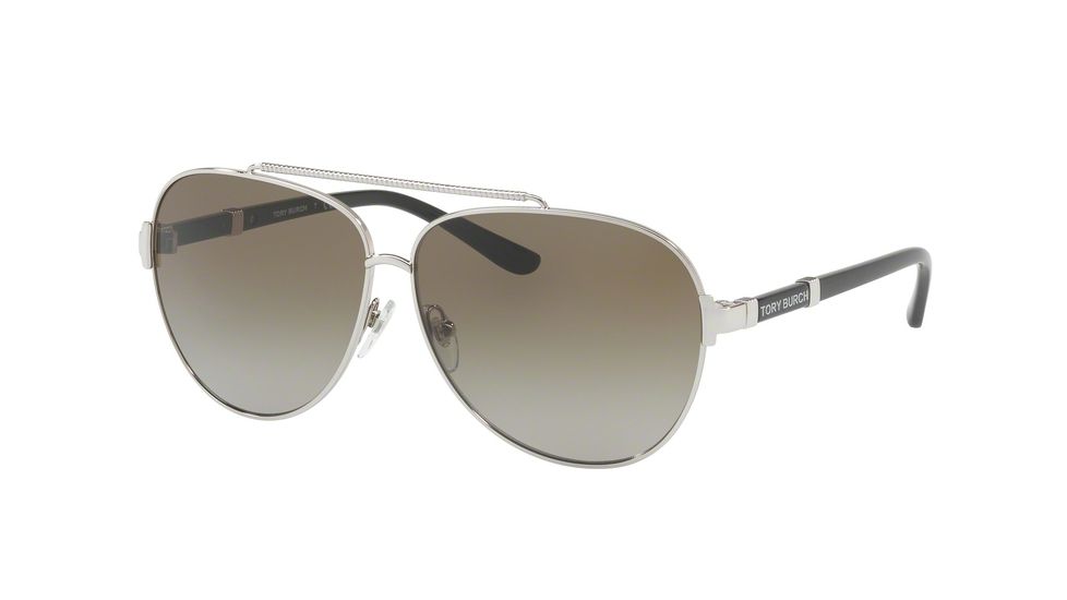 Tory Burch TY6056 Sunglasses 323813-59 - Silver Frame, Smoke Gradient Lenses