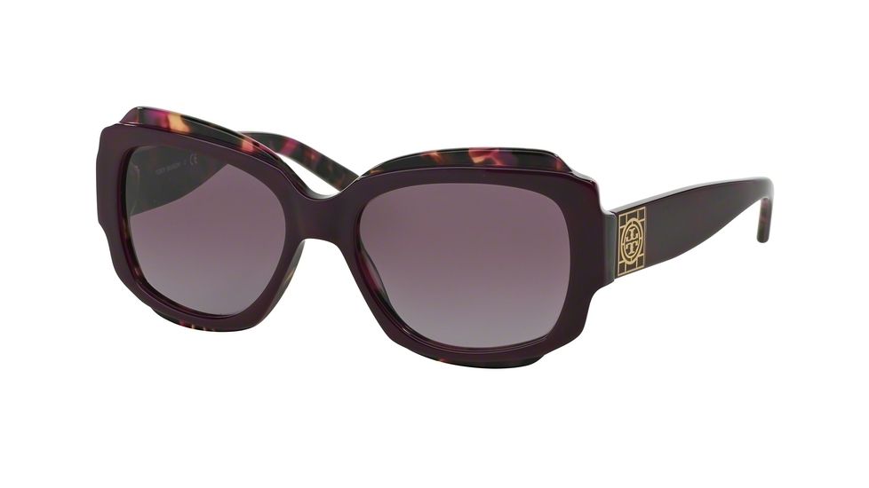 Tory Burch TY7070 Single Vision Prescription Sunglasses TY7070-12818H-55 - Lens Diameter 55 mm, Frame Color Purple/tortoise