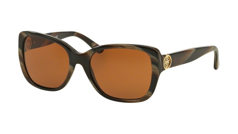 Tory Burch TY7086A Single Vision Prescription Sunglasses TY7086A-153073-55 - Lens Diameter 55 mm, Frame Color Dark Brown Horn