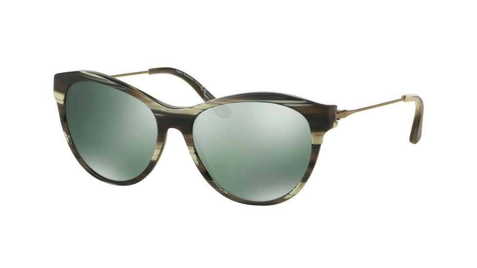 Tory Burch TY7093 Progressive Prescription Sunglasses TY7093-15536R-56 - Lens Diameter 56 mm, Frame Color Olive Horn/vintage Gold