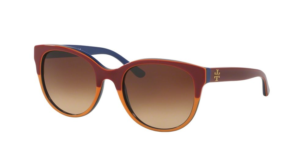Tory Burch TY7095A Single Vision Prescription Sunglasses TY7095A-159913-54 - Lens Diameter 54 mm, Frame Color Burgundy/orange/navy