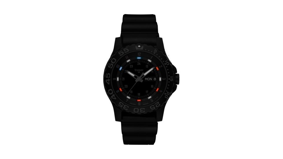 Traser P66 Red, White and Blue Shade, Rubber Strap, Black, 45mm, 107371