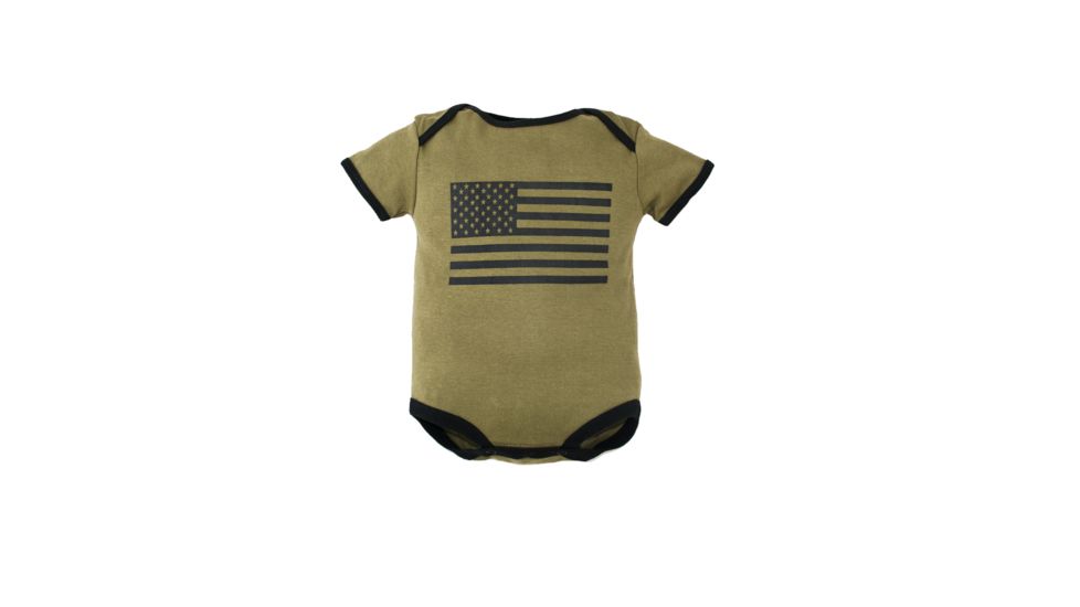 Trooper Clothing American Flag 1pc Bodysuit,0-3 Months, OD Green, 0-3 Months 9003 0-3