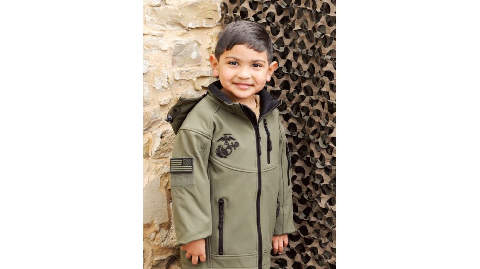 Trooper Clothing Embroidered Marine Softshell Jacket, Medium, OD Green, Medium 10-12, 4004OD-M