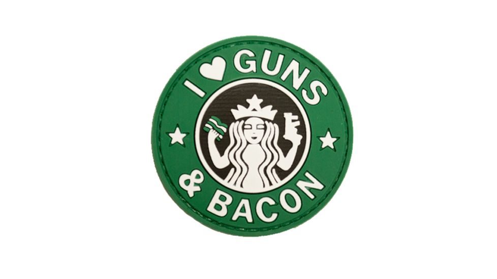 Trooper Clothing I Love Guns and Bacon PVC Patch, Green and White, One Size 9629