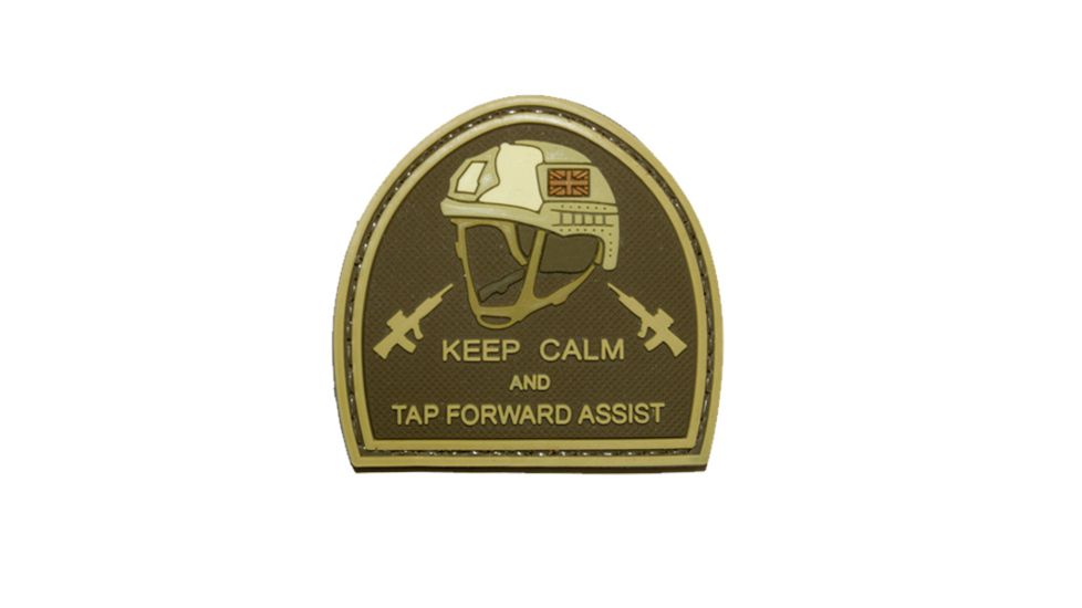 Trooper Clothing Keep Calm and Tap Forward Assist PVC Patch, Tan and Brown, One Size 9626