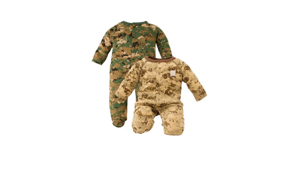 Trooper Clothing Marine Camo Crawlers, Woodland/Desert Camo 2pk,0-3 Months, Woodland and Desert Digi, 0-3 Months 5602 0-3
