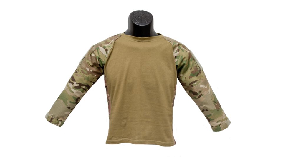Trooper Clothing Tactical Combat Battle Shirt w/Mesh Side Vents,Large, Multi Color Camo and Coyote, Large (14-16) 9300-L