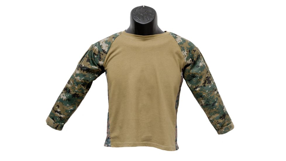 Trooper Clothing Tactical Combat Woodland Battle Shirt w/Mesh Side Vents,Large, Woodland Marpat Print and Coyote, Large (14-16) 9302-L