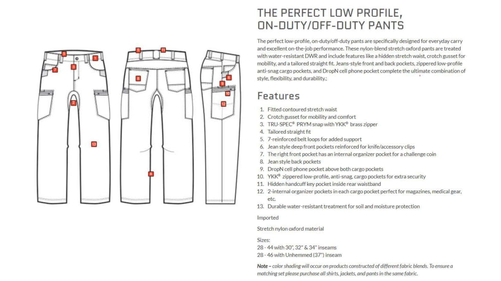 TRU-SPEC 24-7 Series Agility Pants - Mens, Khaki, 38x34, 1524027