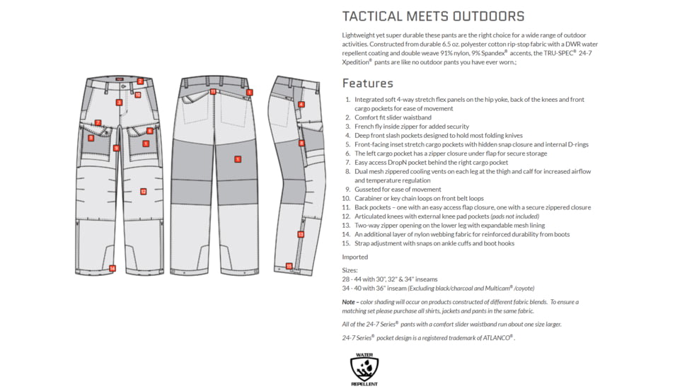 Tru-Spec 24-7 Xpedition Pants - Mens, Coyote, 42 34, 1434029