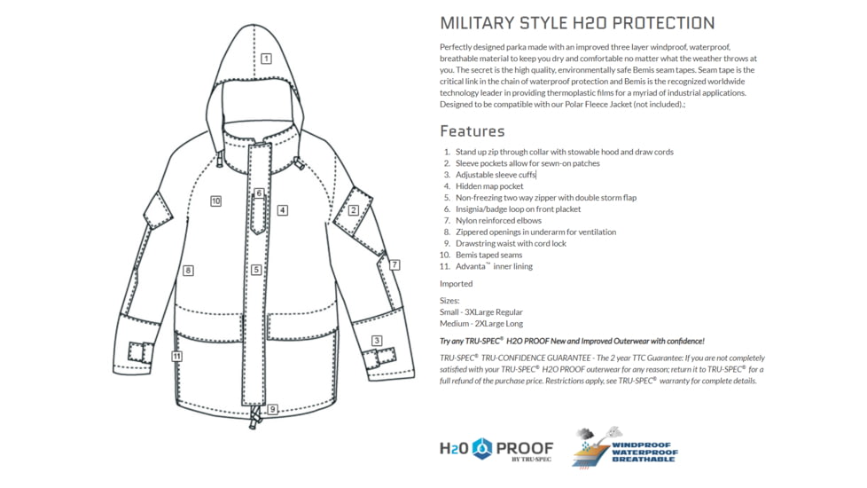 TRU-SPEC H2O Proof Gen II Parka - Mens, MultiCam, Small, Regular, 2026003