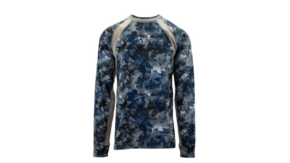TrueTimber SpinReel Long Sleeve Crew - Mens, Viper Aqua/Drizzle, Medium, 0715-Viper Aqua/Drizzle - M
