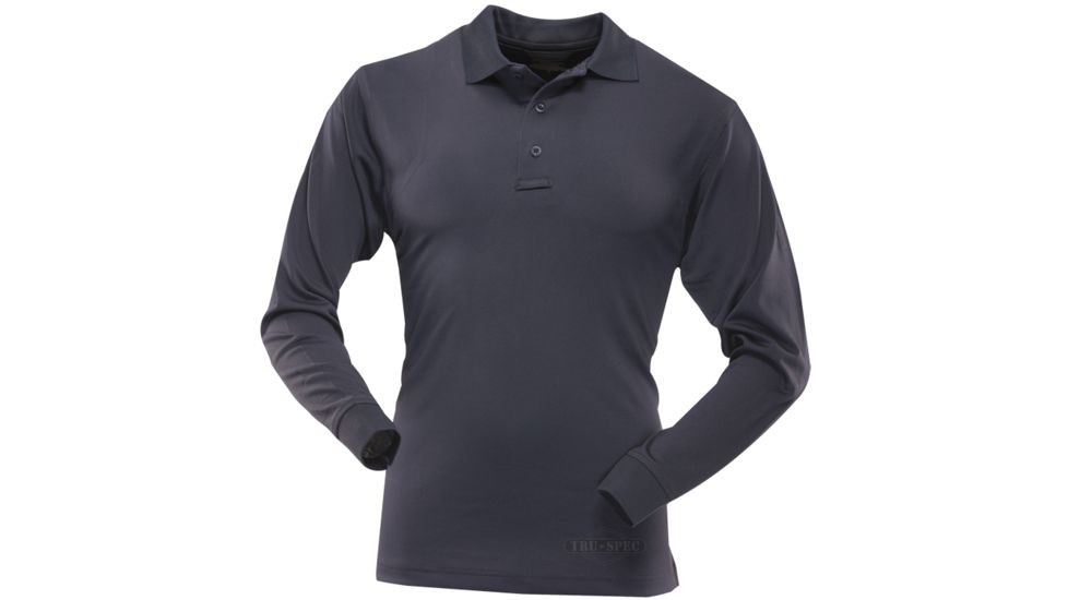 Tru-Spec Polo Shirt, 24-7 Performance Navy Long Sleeve, 5Xl 4409010