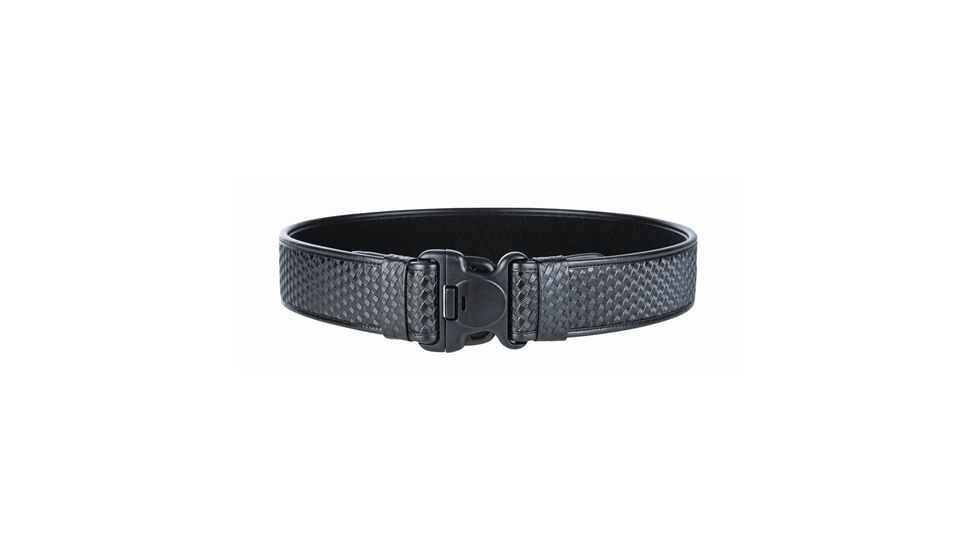 TUFF Products E.D.G.E. 2.25in Wide 6-Part Laminate Duty Belt, Black Basketweave, Large  40-46 9001-BWP-LG