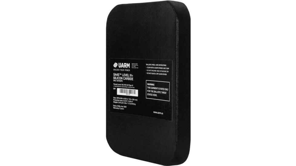 UARM SA3BSP Level III++ Boron Carbide Side Armor Plate, 6X6, SA3BSP62