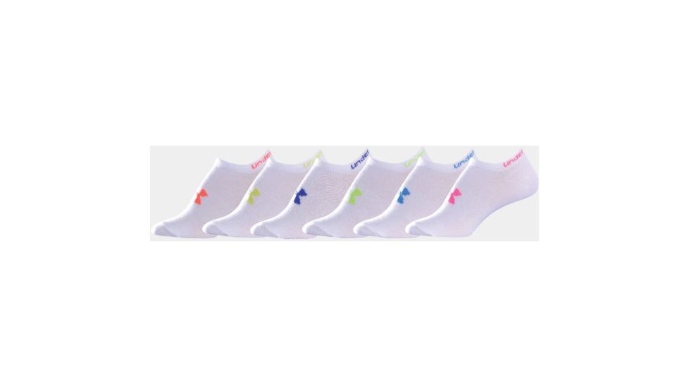 Under Armour 9-11 Ua Wmns 6pk Neon No Show-wht - UA 3189-MD-WHT