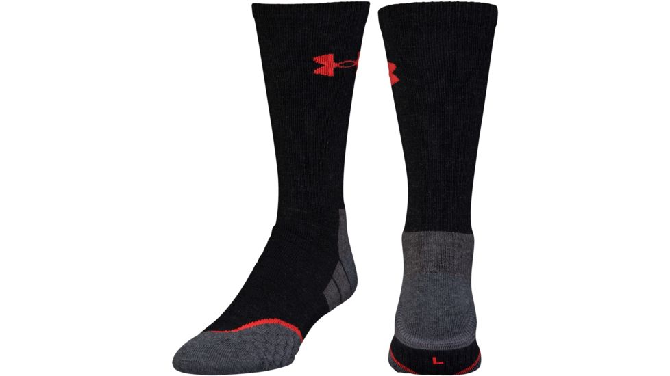 Under Armour All Season Wool Boot Socks, Black/Steel, 9-11 Medium, U046-BLK/STL-MD