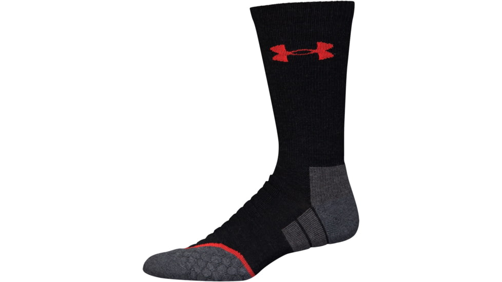 Under Armour All Season Wool Boot Socks, Black/Steel, 9-11 Medium, U046-BLK/STL-MD