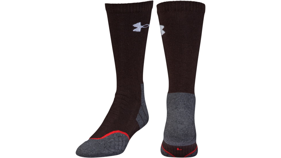 Under Armour All Season Wool Boot Socks, Maverick Brown/White, 10-13 Large, U046-MBR/WHT-LG