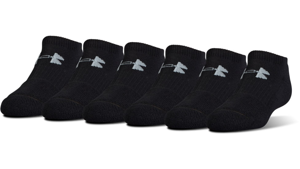 Under Armour Charged Cotton 2.0 Socks, Pack of 6, Black/Gray, 10-13 Large, U320-BLK/GRY-LG